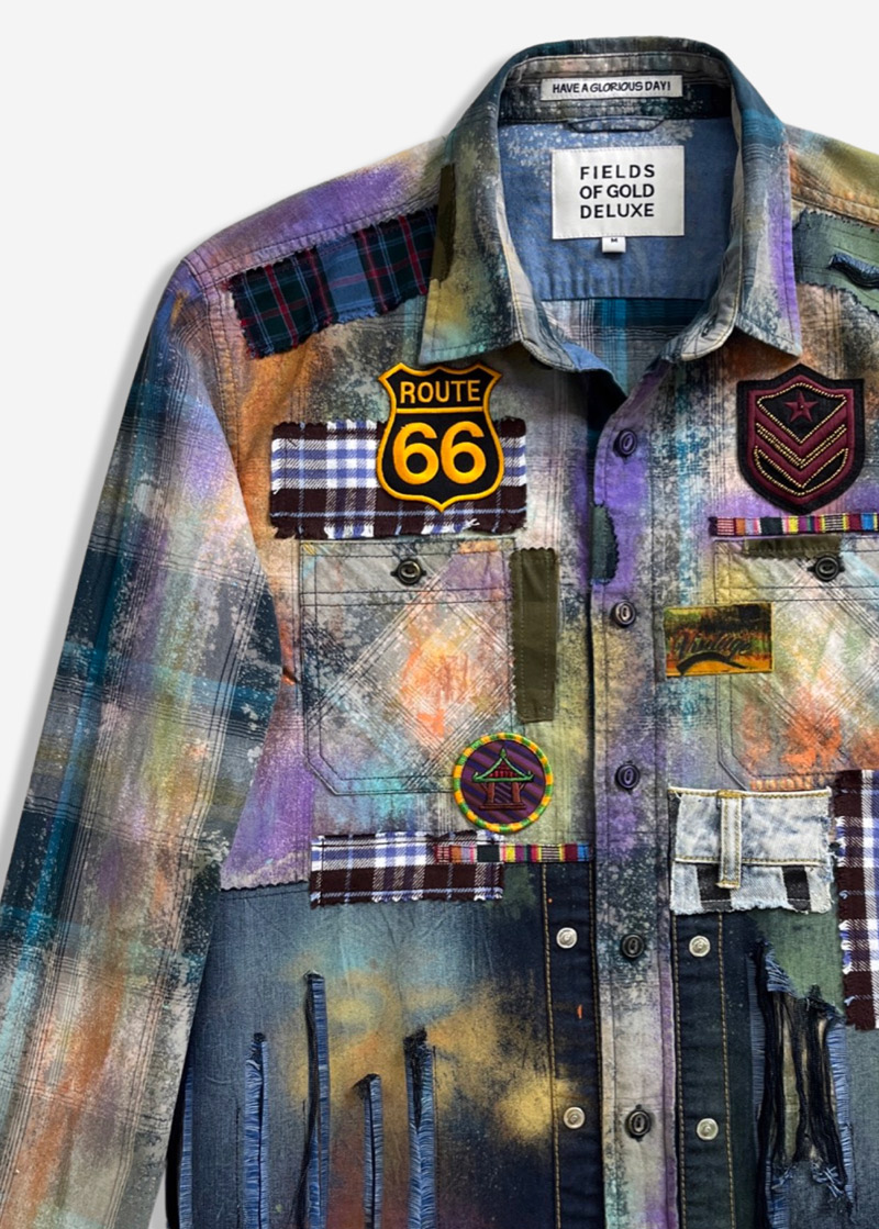 3 AUTUMN ADVENTURE MIXED MEDIA PLAID SHIRT