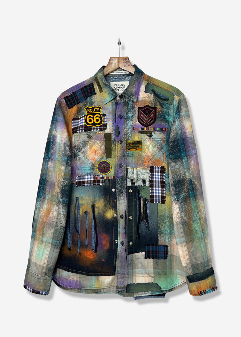 4 AUTUMN ADVENTURE MIXED MEDIA PLAID SHIRT